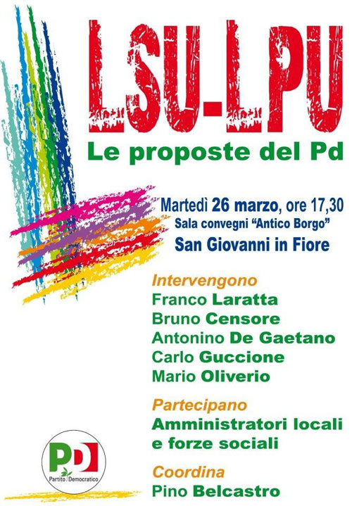 LSU LPU Le Proposte Del PD Nuova Cosenza Quotidiano Digitale