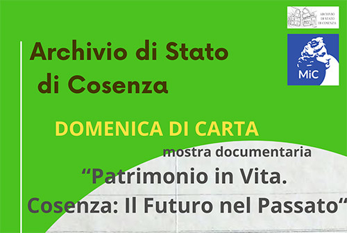 Dall 8 ottobre all Archivio di Stato di Cosenza Domenica di Carta