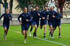 Calciatori del Cosenza in allenamento